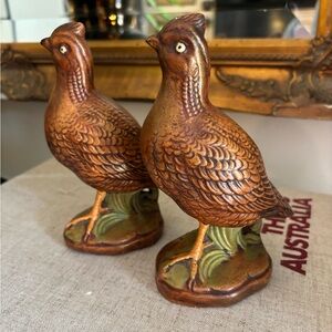 Vintage Hobbyist Ceramic Quail Figures Hand Painted Mold 1960s